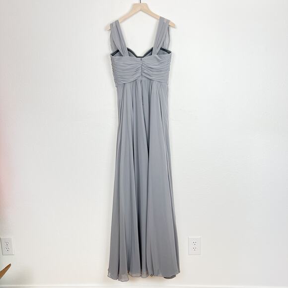 Jenny Yoo Bridesmaid Chiffon Dress Charcoal Gray 4L - Picture 3 of 12
